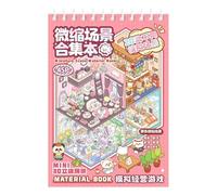 Libro de pegatinas en miniatura 3D - Pegatinas reutilizables para el hogar y el supermercado para terapia de manualidades, del estrés para niños y adultos, con pinzas, portátil, tableta,