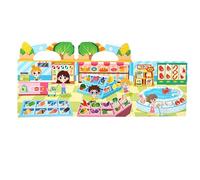 Libro De Pegatinas - Juguetes Educativos de Gel Reutilizables | Libro de Pegatinas con Tema de Compras Infantil - Para Niños Preescolar Viaje En Coche Sala De Juegos Fiesta De Cumpleaños