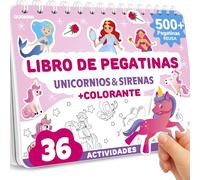 Libro de Pegatinas para Niños 5 a 7 Años - Cuaderno Dibujar y Pegar | 500+ Pegatinas de Cuentos de Hadas con Escenas Personalizables - Juego Tranquilo para Viajes