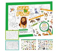 Libro de pegatinas para niños, Actividad de animales para niños, conjunto de aprendizaje imaginativo, más de 200 pegatinas reutilizables, refuerzo de creatividad, 7.68x10.24x0.16 pulgadas, 3-6 años, v