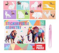 Libro de pegatinas: pinta con adiós | Pintura con - Pintar de Sticker Kids - Animales de dibujos animados geométricos para niños Adultos Aulas escolares Viajes, Juguete interactivo, 10 mo