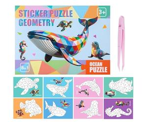 Libro de pegatinas: pinta con adiós | Pintura con - Pintar de Sticker Kids - Animales de dibujos animados geométricos para niños Adultos Aulas escolares Viajes, Juguete interactivo, 10 mo