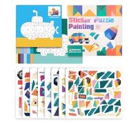 Libro de pegatinas - Puzzle de animales 3D | Actividad de artesanía de dibujos animados | Kit educativo para desarrollar habilidades creativas | Pintar a través de pegatinas con divertida experiencia