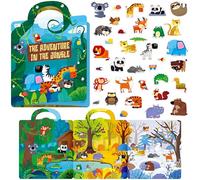Libro de Pegatinas Reutilizables, 35 Pegatinas Estáticas de Animales Salvajes, Impermeables, Calcomanías de Animales e Insectos, Juego de Emparejamiento, Libros de Actividades Educativos