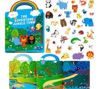 Libro de Pegatinas Reutilizables, 36 Animales Salvajes Pegatinas Gruesas de Gel Adhesivas Impermeables Calcomanías Pegatinas con Tema de Animales Juego de Emparejamiento Libros de Actividades