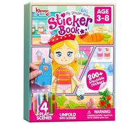 Libro de pegatinas reutilizables con 4 escenas y 200+ stickers lavables. Ideal para niños de 3 a 8 años. ¡Diversión creativa sin pantallas y perfecto para regalo