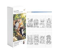 Libro de pintura, bonito bloc de arte de animales, kit de 20 páginas con pincel reutilizable, hojas de papel grueso de acuarela, libro de actividades con diseño de dibujos animados, pasatiempo
