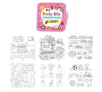 Libro de pintura de acuarela, material de pintura portátil de dibujos animados lindo reutilizable, libro de ejercicios de acuarela, para viajes en casa, manualidades para el hogar, coche al aire libre