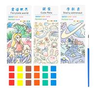 Libro de pintura para colorear con pintura | Almohadilla para pintura - Cuaderno de ejercicios para pintar de 3 temas para niños, kit artístico creativo para colorear