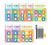 Libro De Práctica Ranurado Para Niños De 3 a 8 Años Cuaderno De Con Múltiples Plantillas De Dibujo Para Uso Escolar Y Doméstico Cuaderno De Múltiples Tipos Plantillas De Pintura Básicas De