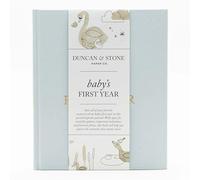 Libro de primer año para bebé (azul cielo, 112 páginas) - Álbum de fotos para el primer año del bebé de memoria e hitos desde el embarazo hasta el primer año, diario para bebés recién nacidos, regalos