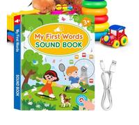 Libro de primeras Palabras Educativo, Habla inglés, Palabras táctiles | Libros Interactivos Recargables para Niños de 3 Años para niños y niñas, preescolar, hogar, lectura, cumpleaños, Navidad y a