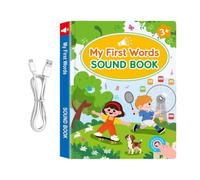 Libro de primeras Palabras Interactivo Educativo táctil de Habla Inglesa | libros interactivos recargables para niñas de preescolar, educación temprana, lectura, actividades diarias, cumpleaños,