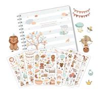 Libro de primeros hitos - Libro de registro de primer año, libro de hitos para niños, diario de eventos, álbum de recortes, suministros simples y atemporales para niños