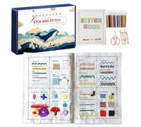 Libro de Puntadas de Bordado 2026 | Accesorios de Manualidades en Lino Portátil con Kit de Herramientas y Guía | Cuaderno De Práctica De Bordado,para Aficionados a las Manualidades, Costura, Práctica,