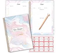 Libro de recetas de mármol con pluma de diamante, libro de recetas de mármol para escribir sus propias recetas separadores de pegatinas, libro de recetas en blanco con bolsillos interiores, cuaderno de recetas, libros de recetas, diario de recetas