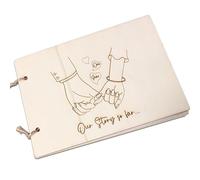 Libro de recuerdos de aniversario de madera, 1 año nuestra historia hasta ahora, regalo de boda para primer aniversario (un año)