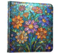 Libro de recuerdos de piel sintética con diseño floral de vidrieras | Álbumes de fotos, carpeta de anillos recargable, para fotos de todos los tamaños, para regalo de viaje de boda