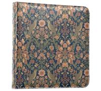 Libro de recuerdos de piel sintética con estampado floral marrón vintage | Carpetas de fotos, diseño de página ajustable, para 2 x 3, 4 x 6, 5 x 7, 6 x 8, para regalo de viaje de boda