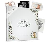 Libro de recuerdos para bebé, edición forestal, diario de recuerdos de género neutro desde el nacimiento hasta los 5 años | Libro de registro con cubierta de diseño de bosque dorado - Nuevo álbum de