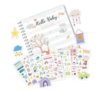 Libro de recuerdos para bebé, niño, niña, género neutro, álbum de recortes, álbum de fotos desde el embarazo hasta la edad de 1 año, páginas de memoria guiadas
