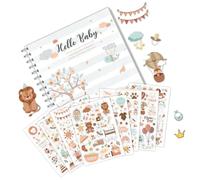 Libro de recuerdos para bebé, niño, niña, género neutro, álbum de recortes, álbum de fotos desde el embarazo hasta la edad de 1 año, páginas de memoria guiadas