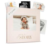 Libro de recuerdos para bebé niño o niña, libro de registro de 136 páginas con lámina dorada y cubierta de tela, regalo para bebé