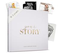Libro de recuerdos para bebés y scrapbook | álbum de fotos de hito regalo para recién nacidos bebé niño y niña, para futuras madres, cubre los primeros 5 años (gris)