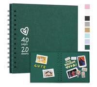 Libro de recuerdos para boda y proyectos de fotografía familiar, tapa dura, 8 x 8 pulgadas, álbum de 40 páginas con encuadernación de rotación completa para un uso fácil (verde oscuro)