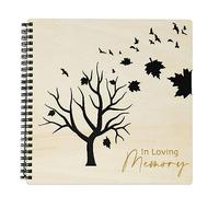 Libro de recuerdos para funeral, cubierta de madera, páginas de papel grueso (libro de memorias)