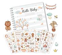 Libro de registro de crecimiento personal, regalo para nacimiento, suave diario de bebé con juego de pegatinas, caja de recuerdos para bebés recién nacidos, álbum de bebé Mi primer año (plántula)