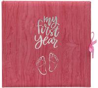 Libro de registro de mi primer año para conmemorar el nacimiento hasta su primer año en la tierra, color rosa