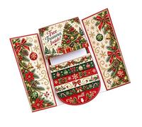 Libro de tarjetas de Navidad hecho a mano, 4 compartimentos, sobre, regalo | Libro de tarjetas de Navidad hecho a mano, 4 compartimentos, sobre, organizador para tarjetas de felicitación, mensajes