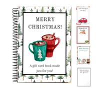 Libro de tarjetas de regalo de Navidad, 12 páginas en espiral, 17,5 cm | Páginas de papel para escribir mensajes; capacidad para múltiples tarjetas de regalo en álbum en espiral; familia