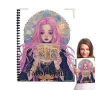 Libro de tarot para principiantes, manual de guía de adivinación de aprendizaje, planificador de 8.27 x 11.22 x 1.18 pulgadas con hojas diarias, diario de estudio de papel informativo, significados de