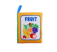 Libro de tela suave táctil de estilo infantil (fruta), material educativo cognitivo temprano para bebés.