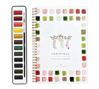 Libro de trabajo de acuarela de Navidad, libro de pintura de acuarela apto para principiantes con instrucciones paso a paso y escenas naturales fáciles, regalo creativo y manualidades para