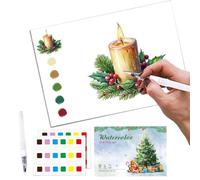 Libro de trabajo de acuarela, guía de pintura de Navidad, libro para colorear con juego de pintura para mujeres, hombres, adolescentes y estudiantes, perfecto para viajes en casa, práctica de estudio