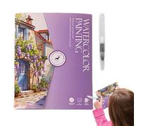 Libro de trabajo de acuarela - Juego de 12 colores premium para sable - Pincel de pelo de sable natural, páginas de instrucciones | Libro de introducción al desarrollo de habilidades de