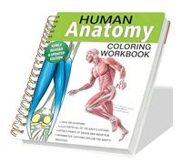 Libro de trabajo para colorear de anatomía humana, encuadernado en espiral, 350 ilustraciones detalladas de los principales sistemas para colorear 12 sistemas clave, desde tejidos básicos hasta