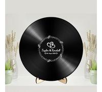 Libro de visitas de Boda con Disco de Vinilo Personalizado con Nombre, Fecha, Libro de visitas para Fiesta, Tablero Circular Alternativo Disco de Vinilo para Pared, Libro de visitas para Boda