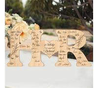 Libro de visitas de Boda con Primera Letra de Pareja Personalizado Alternativa para Fiesta decoración rústica de Boda Letrero Tablero de Firma del Alfabeto Libros de Boda de Madera para Invitados