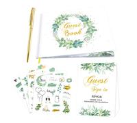 Libro de visitas de boda, libro de visitas para fiestas de boda, libro de visitas con 120 páginas en blanco para actividades de carnaval, libro de invitados de tapa dura para el novio con lápiz de