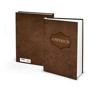 Libro de visitas marrón en imitación de piel para bodas, cumpleaños o vacaciones, turistas, apartamento de vacaciones, pensiones, hotel, DIN A4, 164 páginas, tapa dura