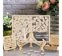 Libro de visitas personalizado con nombre y fecha, silueta de pareja, libro de invitados alternativo de árbol y hoja, caja de regalo de boda, libro de firmas para invitados, árbol de la vida, libro de