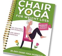 Libro de yoga para personas mayores de 60 años, tabla de ejercicios de silla fácil con guía de equilibrio y estiramiento, libro de entrenamiento de cubierta verde para pérdida de peso y movilidad