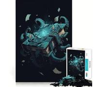 Libro del Pulpo Místico, Rompecabezas de 1000 Piezas para Adultos, Juego de Cerebro, Relajación Mental, Bordes Afilados, Regalo Premium (38x52cm)