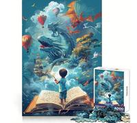 Libro Dragon Kid Space, Rompecabezas de 1000 Piezas para Adultos, Rompecabezas para ejercitar la Mente, Relajante y Divertido, Bordes Uniformes, (50x75cm)