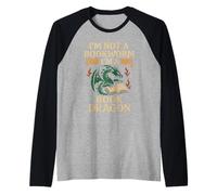 Libro Dragón Lectura Monstruo Divertido Lectura Camiseta Manga Raglan