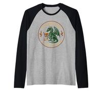 Libro Dragón Lectura Monstruo Divertido Lectura Camiseta Manga Raglan